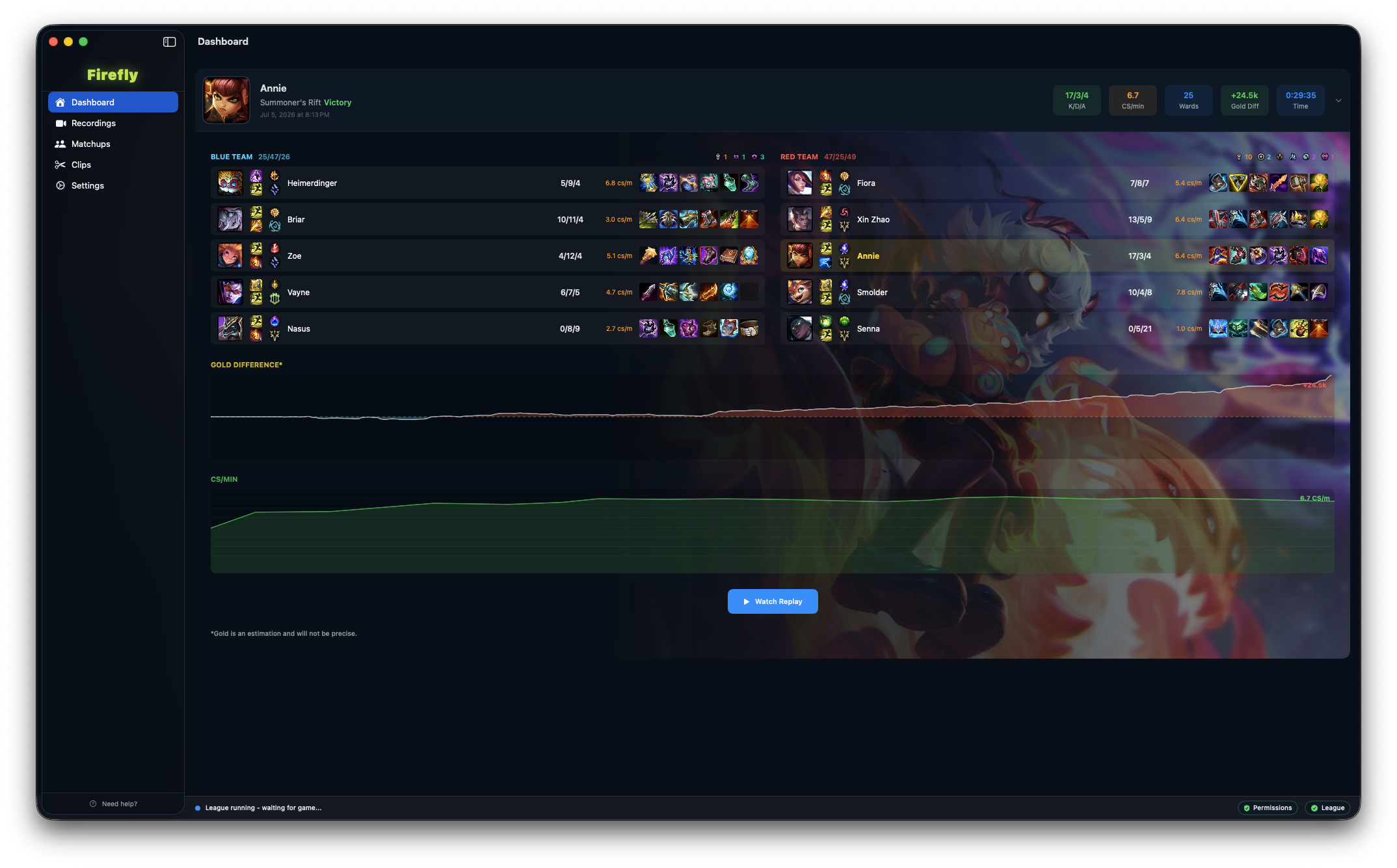 Firefly game timeline maps every kill, death, and objective